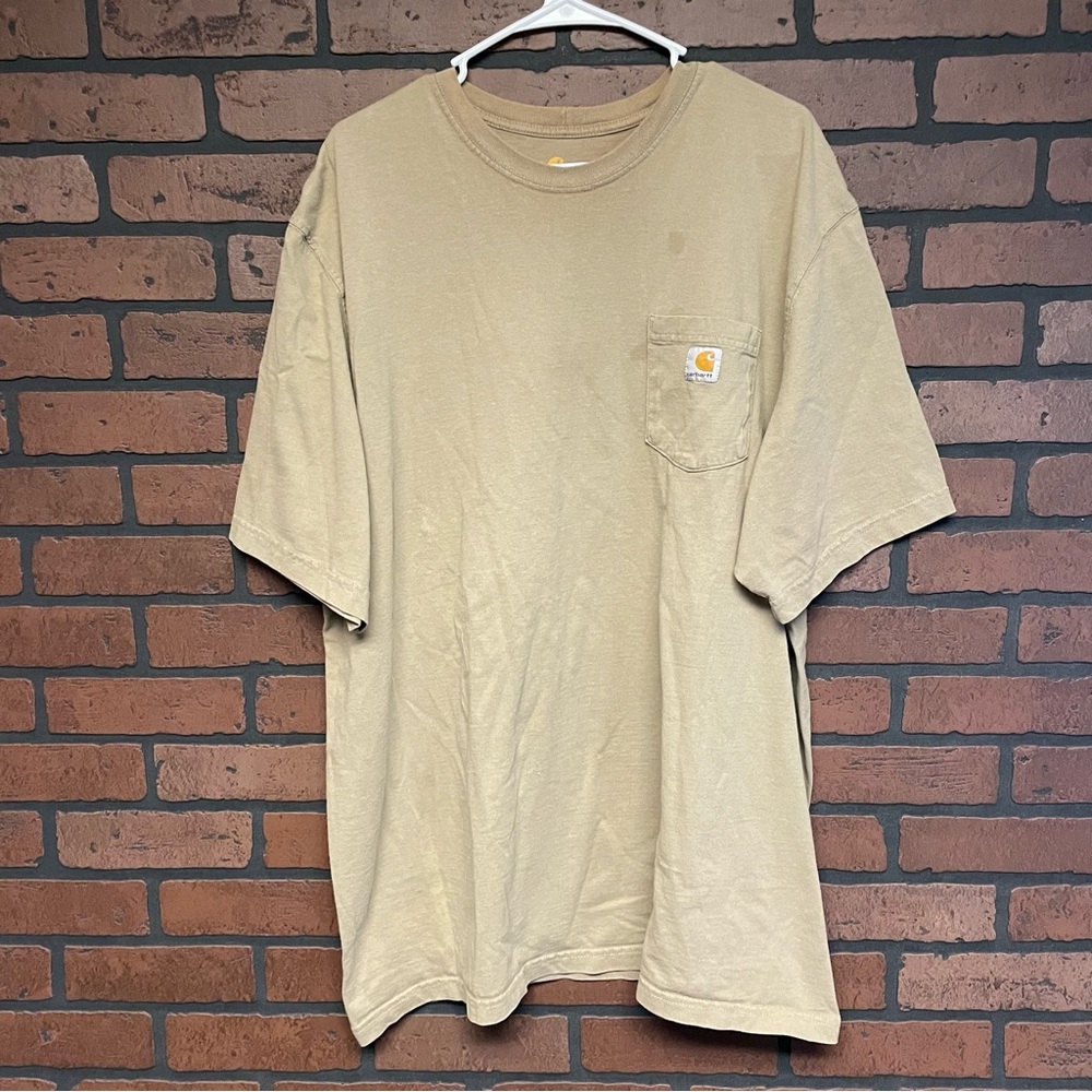 Carhartt Relaxed Fit Tan Colored T Shirt Size 2XL
